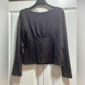 Banana Republic S Deep Purple Sparkly Long Sleeve Top - shorter torso